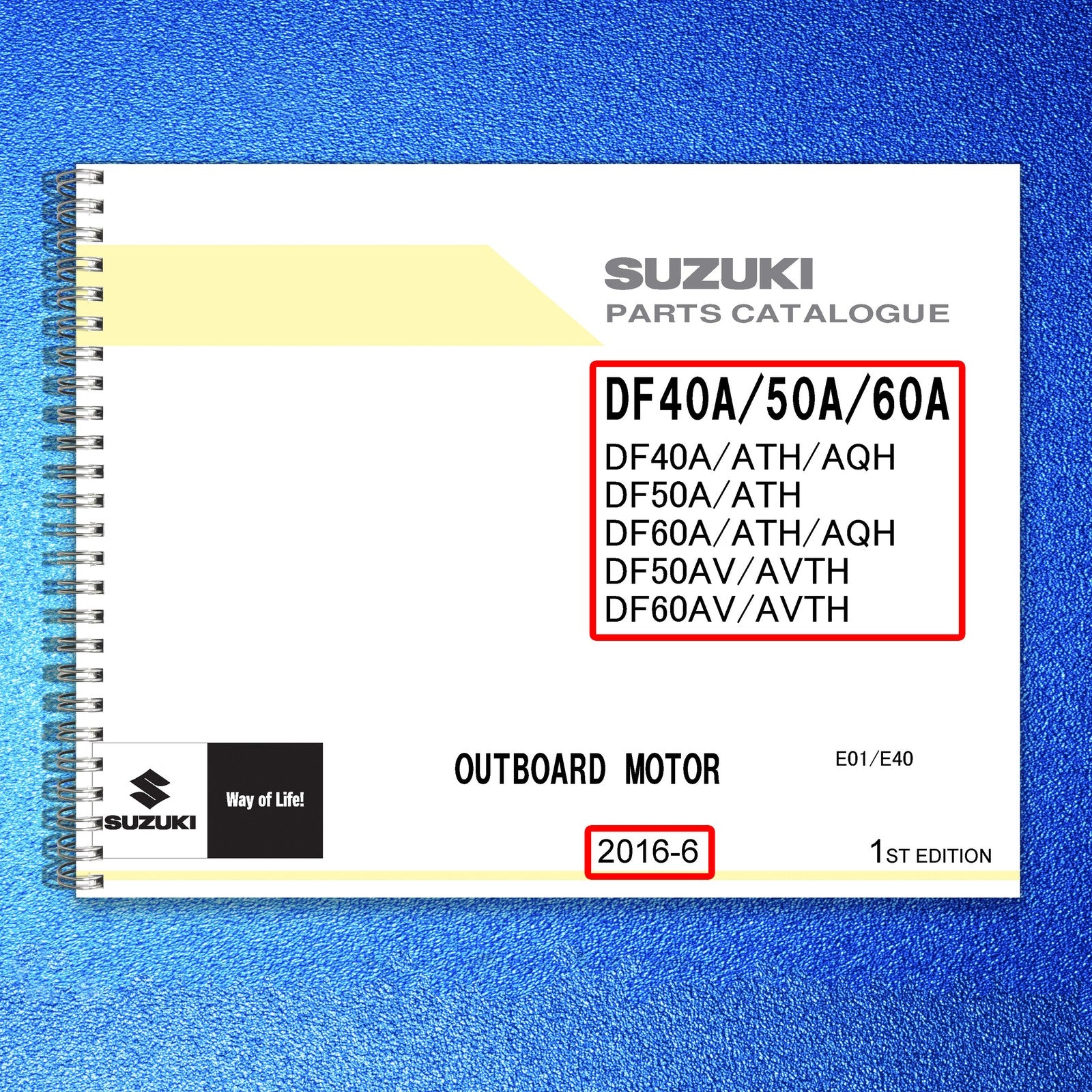 SUZUKI DF40A DF60A SERVICE MANUAL - STEEL WIRE BOUND - PROTECTIVE COVERS
