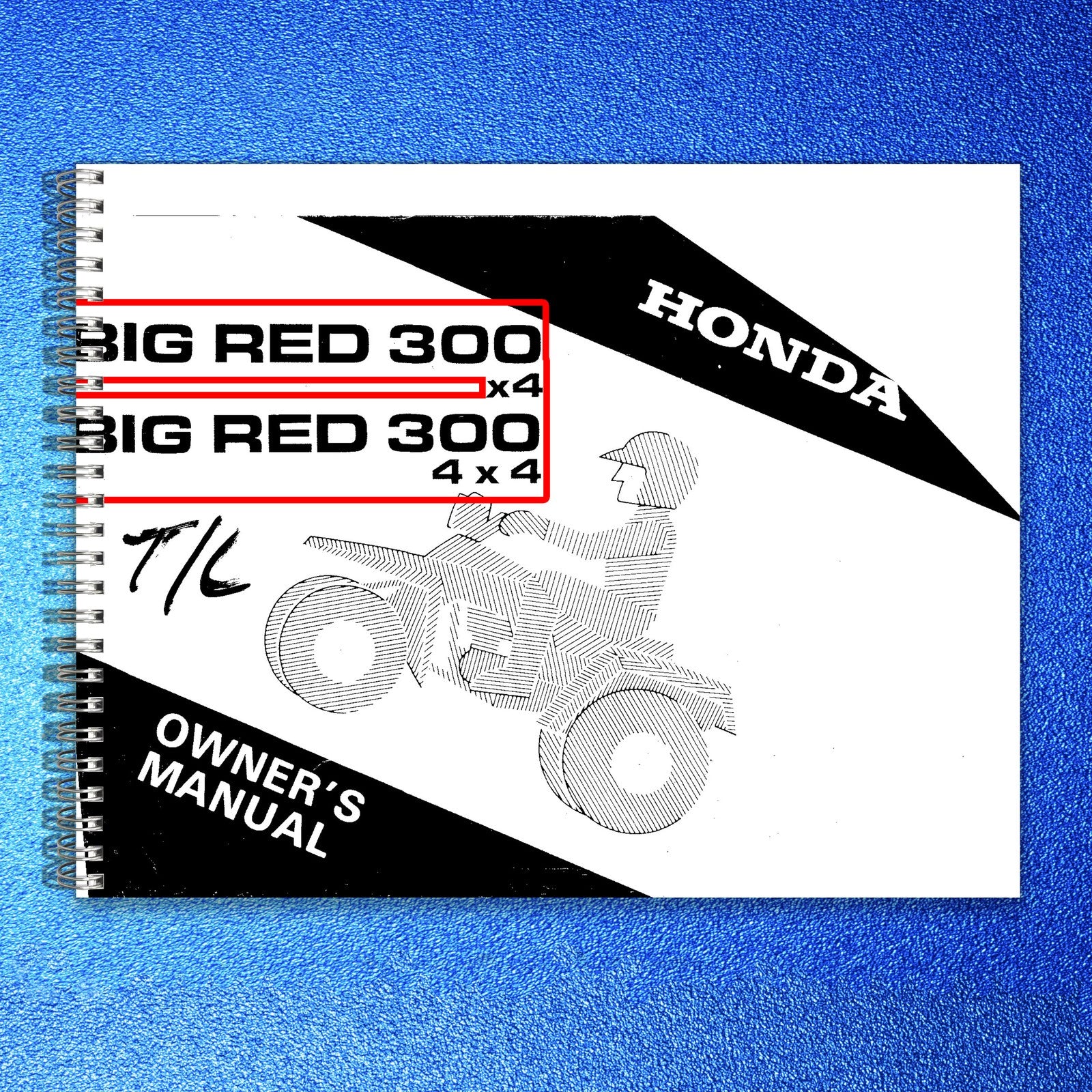 HONDA TRX 300 FW Big Red 300 x4 4x4 ATV Owners Manual 1988 - WIRE BOUND - COVERS