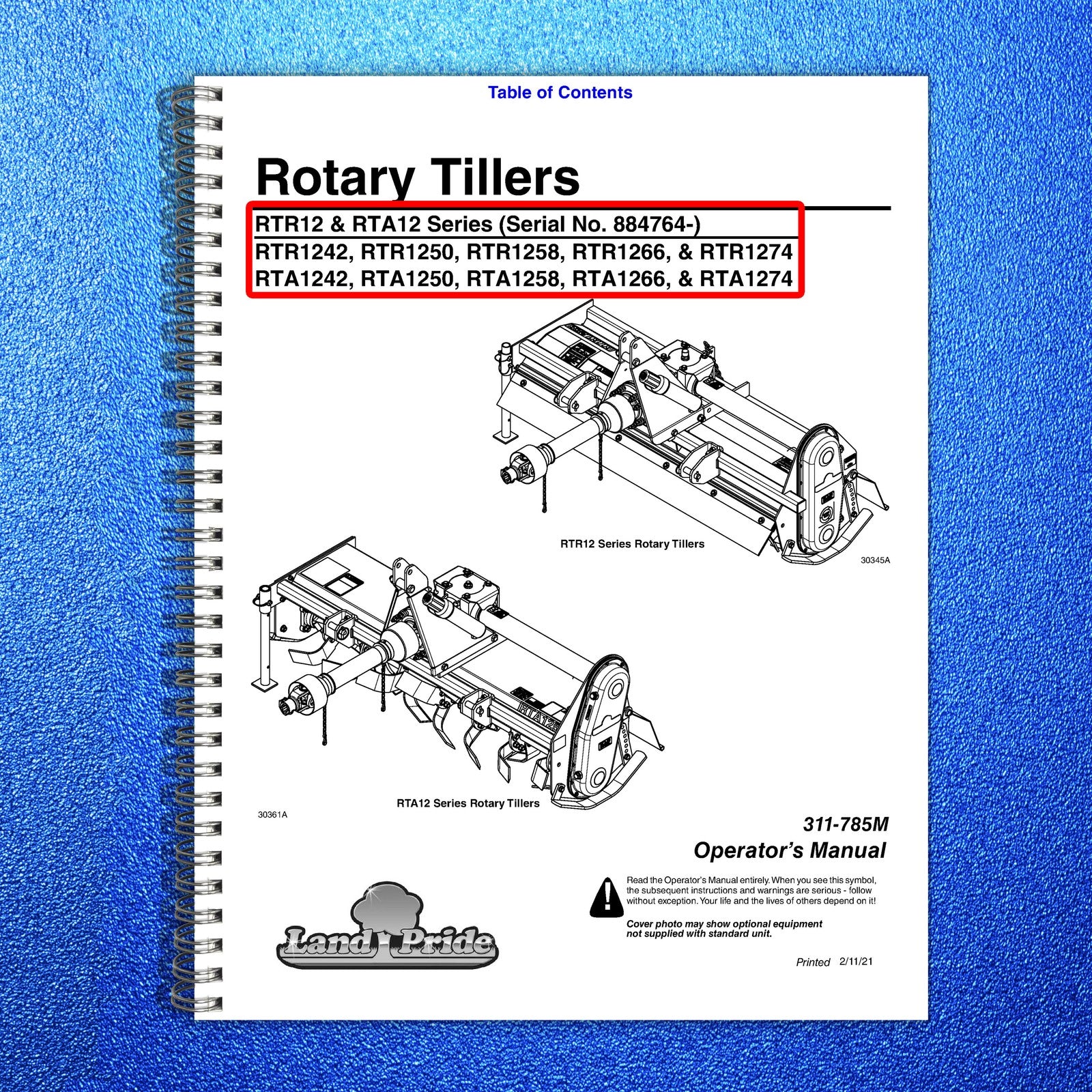 LAND PRIDE RTA12 Series Forward Rotation Rotary Operators Manual 2017 - BOUND