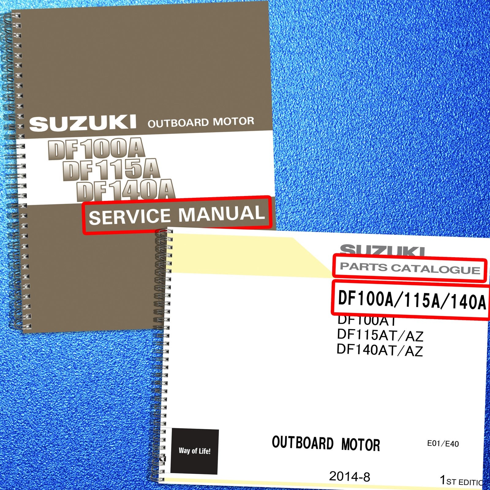 SUZUKI DF100A DF115A DF140A SERVICE MANUAL 2013 BUNDLE - WIRE BOUND - COVERS