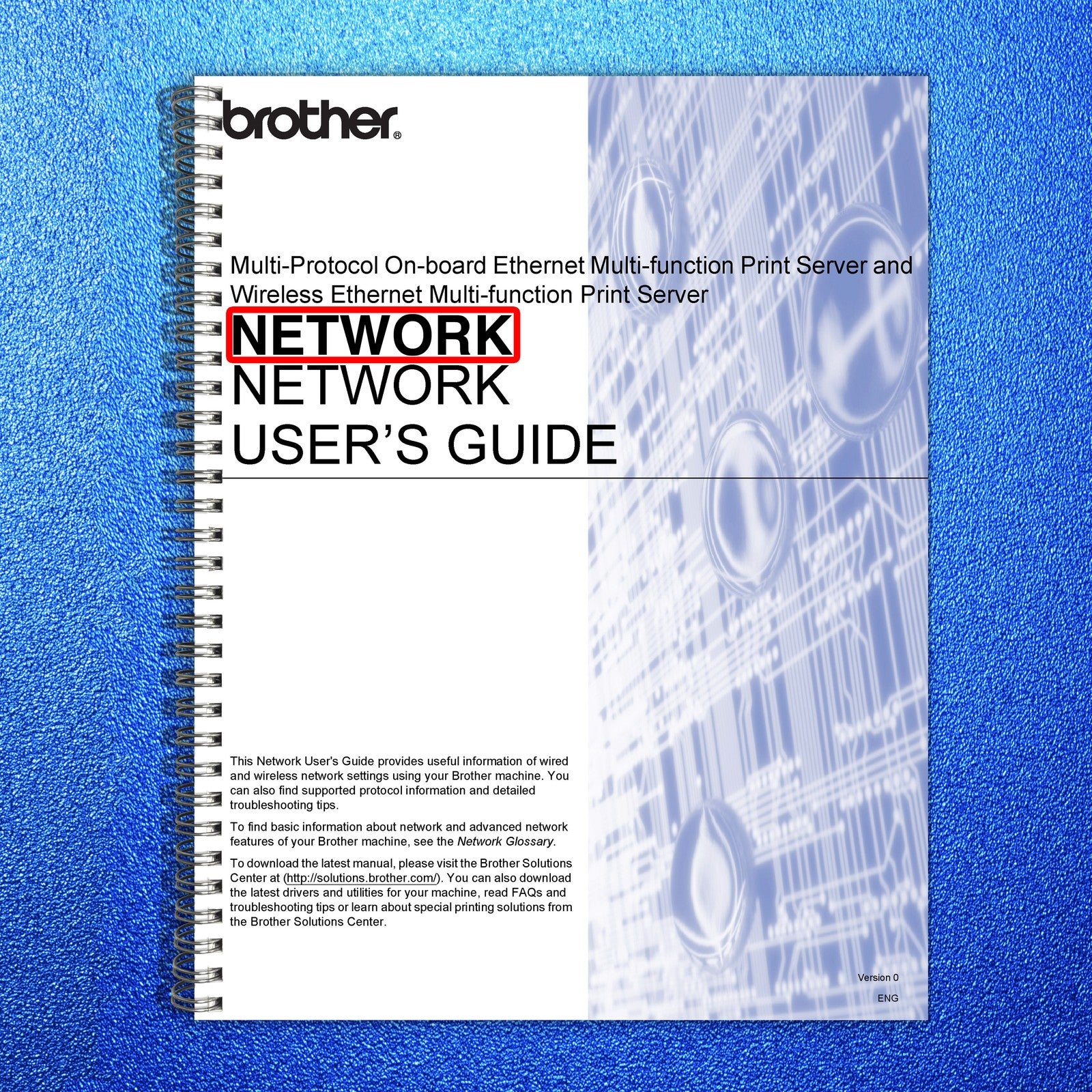 BROTHER Network Users Guide Manual - STEEL WIRE BOUND - PROTECTIVE COVERS
