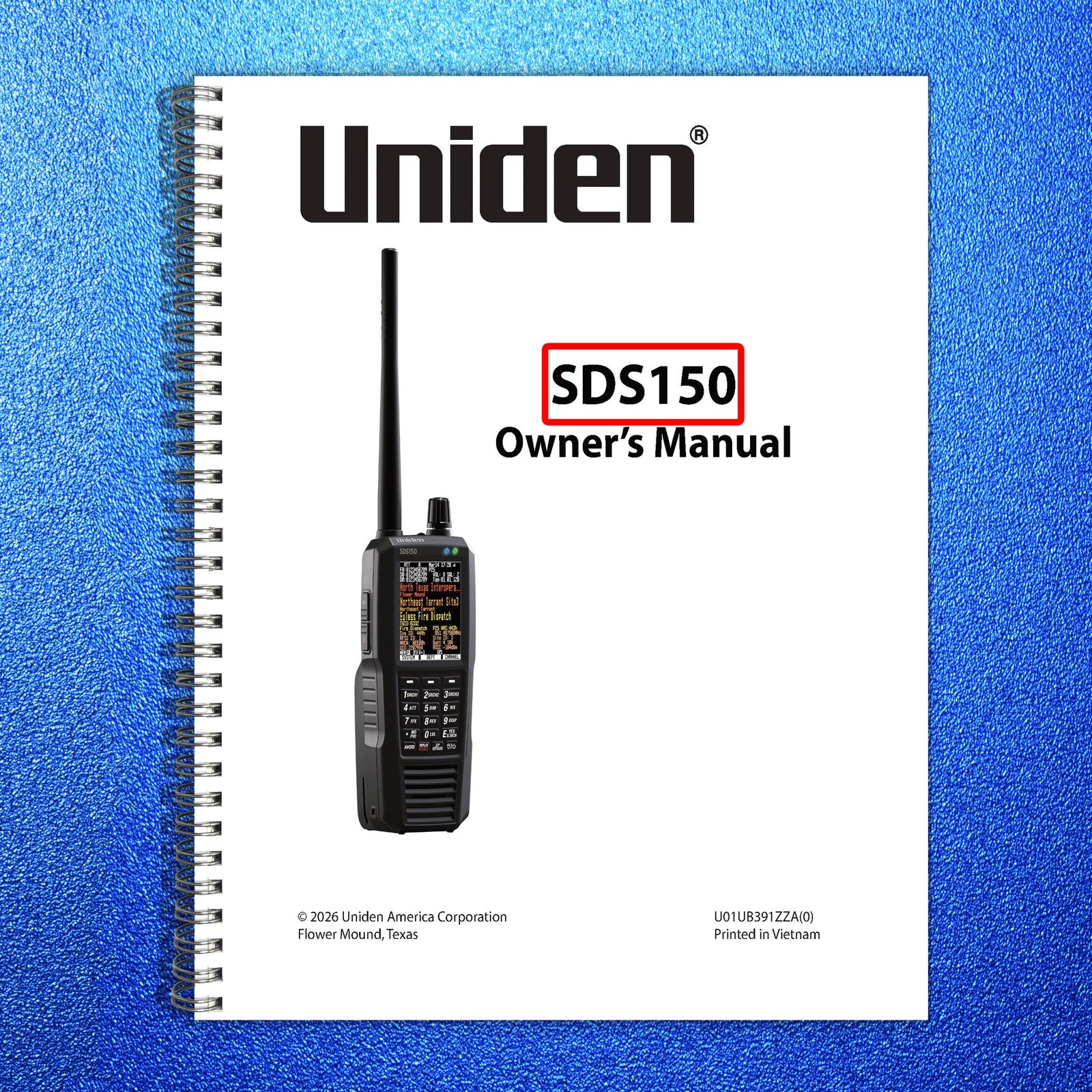 UNIDEN SDS150 Scanner Owners Manual - STEEL WIRE BOUND - PROTECTIVE COVERS