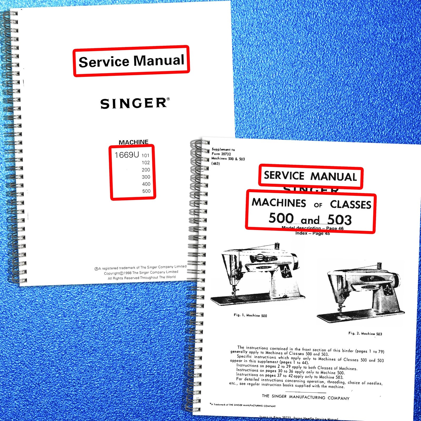 SINGER 1669U 101 102 200 300 400 500 1998 503 Service & Operators Manual BUNDLE