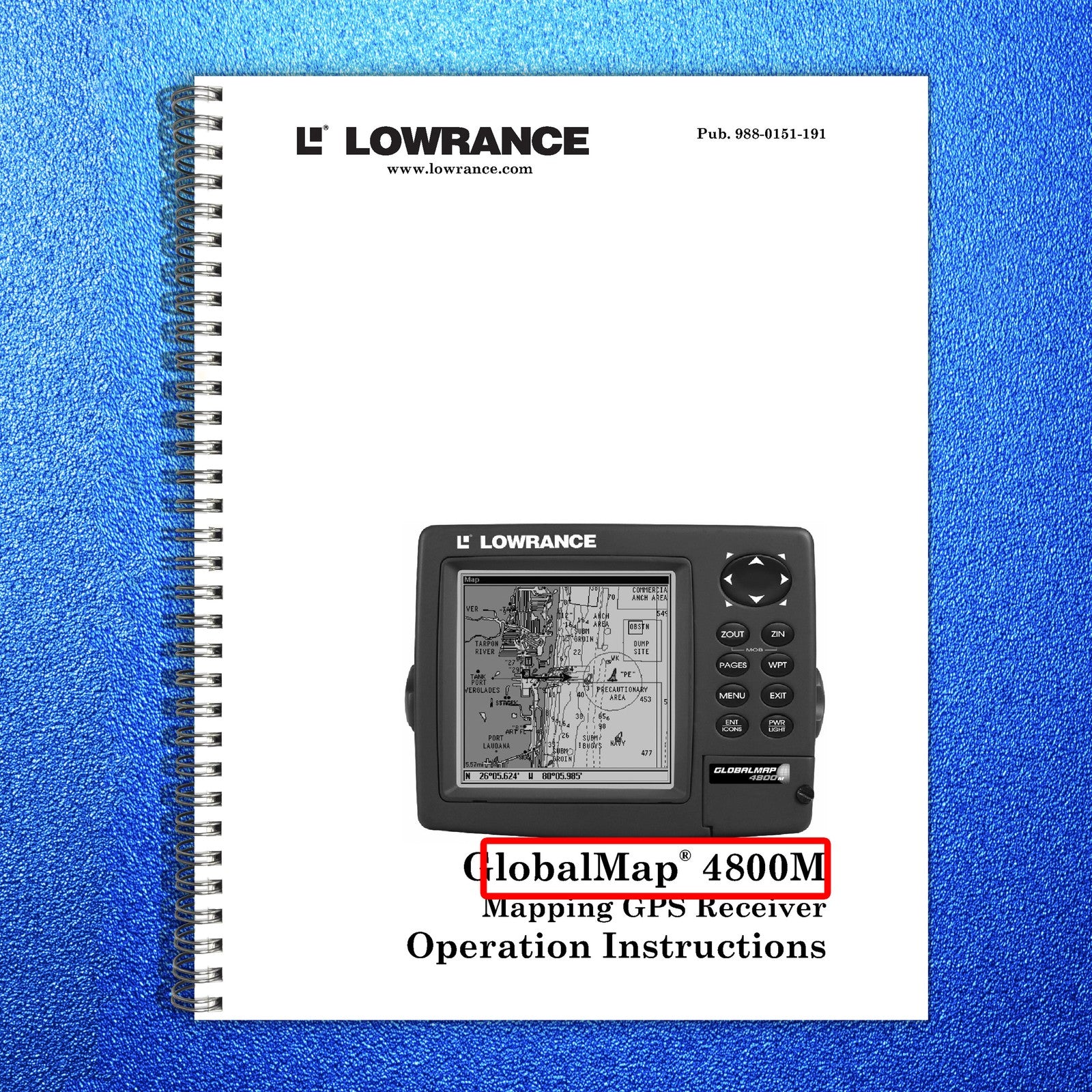LOWRANCE GlobalMap 4800M GPS Receiver Operation Instructions Manual - WIRE BOUND