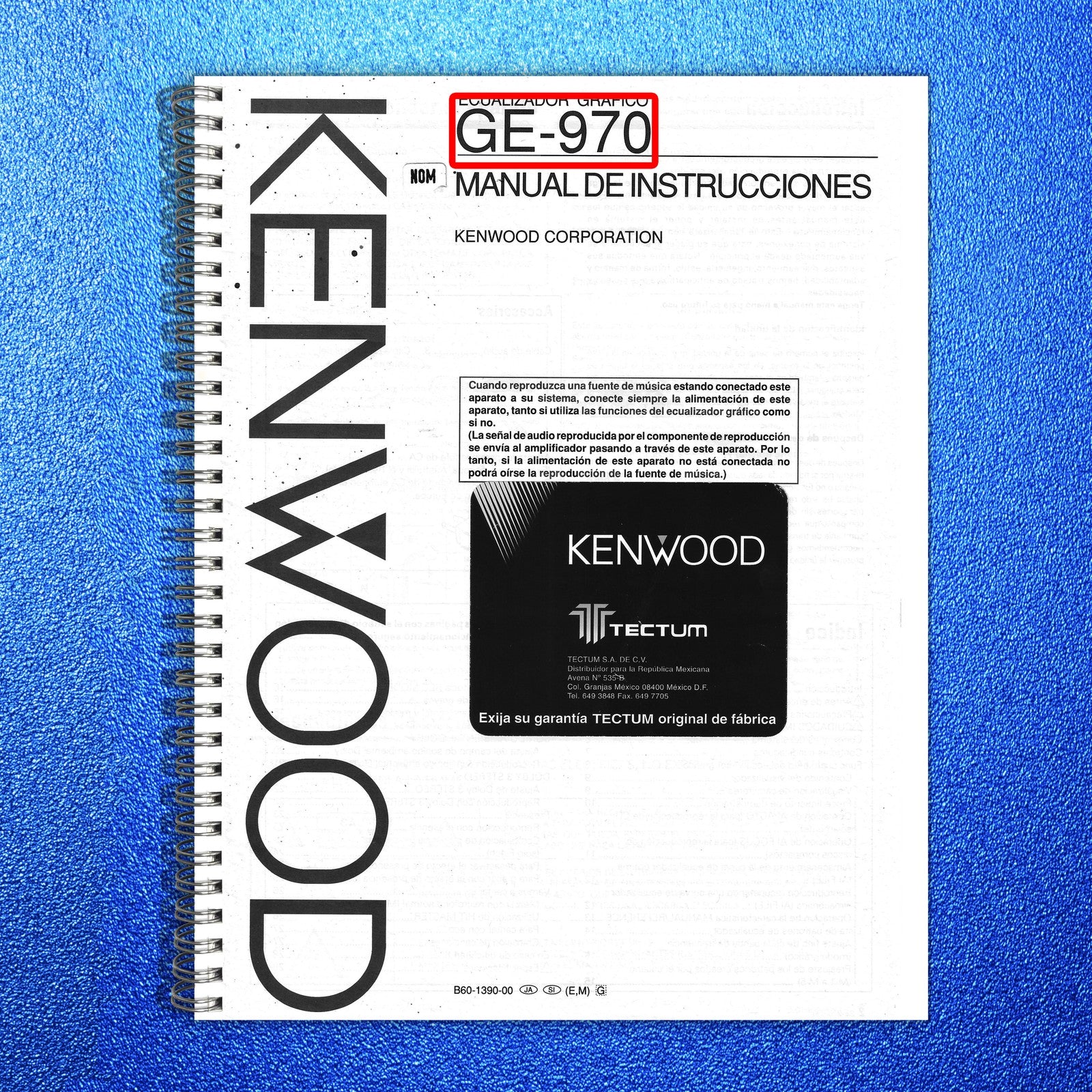 KENWOOD GE-970 Graphic Equalizer Instruction Manual - WIRE BOUND - TOUGH COVERS
