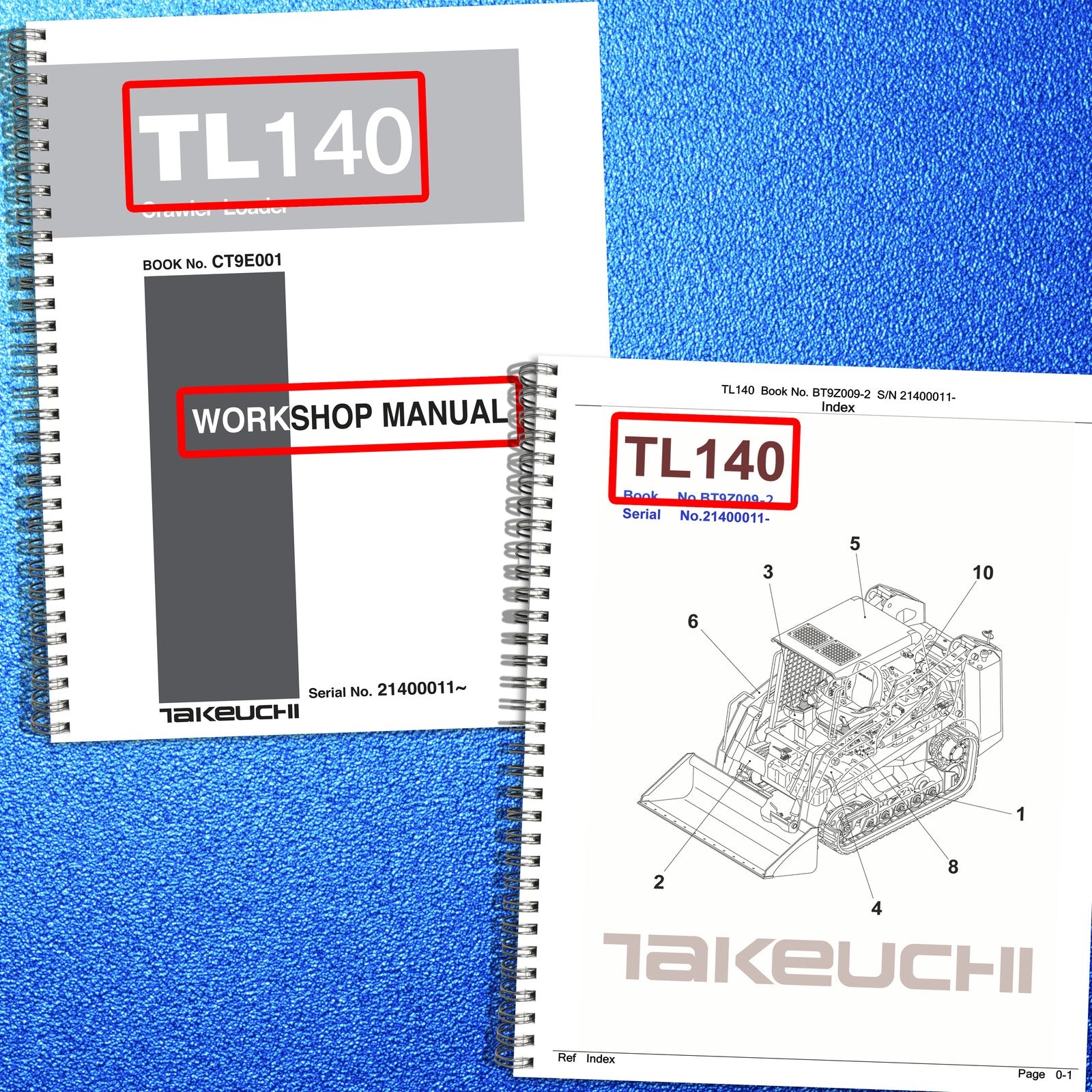 TAKEUCHI TL140 CRAWLER LOADER WORKSHOP & PARTS MANUAL BUNDLE - WIRE BOUND