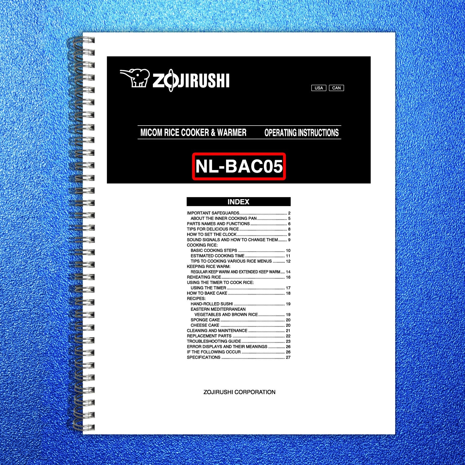ZOJIRUSHI NL-BAC05 Micom Rice Cooker  Warmer Operating Instructions Manual