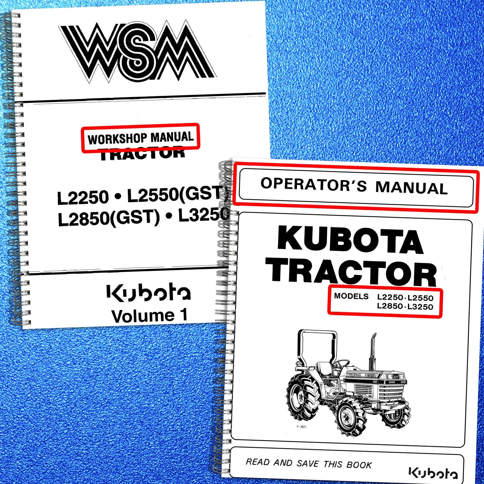 KUBOTA L2250 L2550 L2850 L3250 GST Workshop & Operators Manual BUNDLE