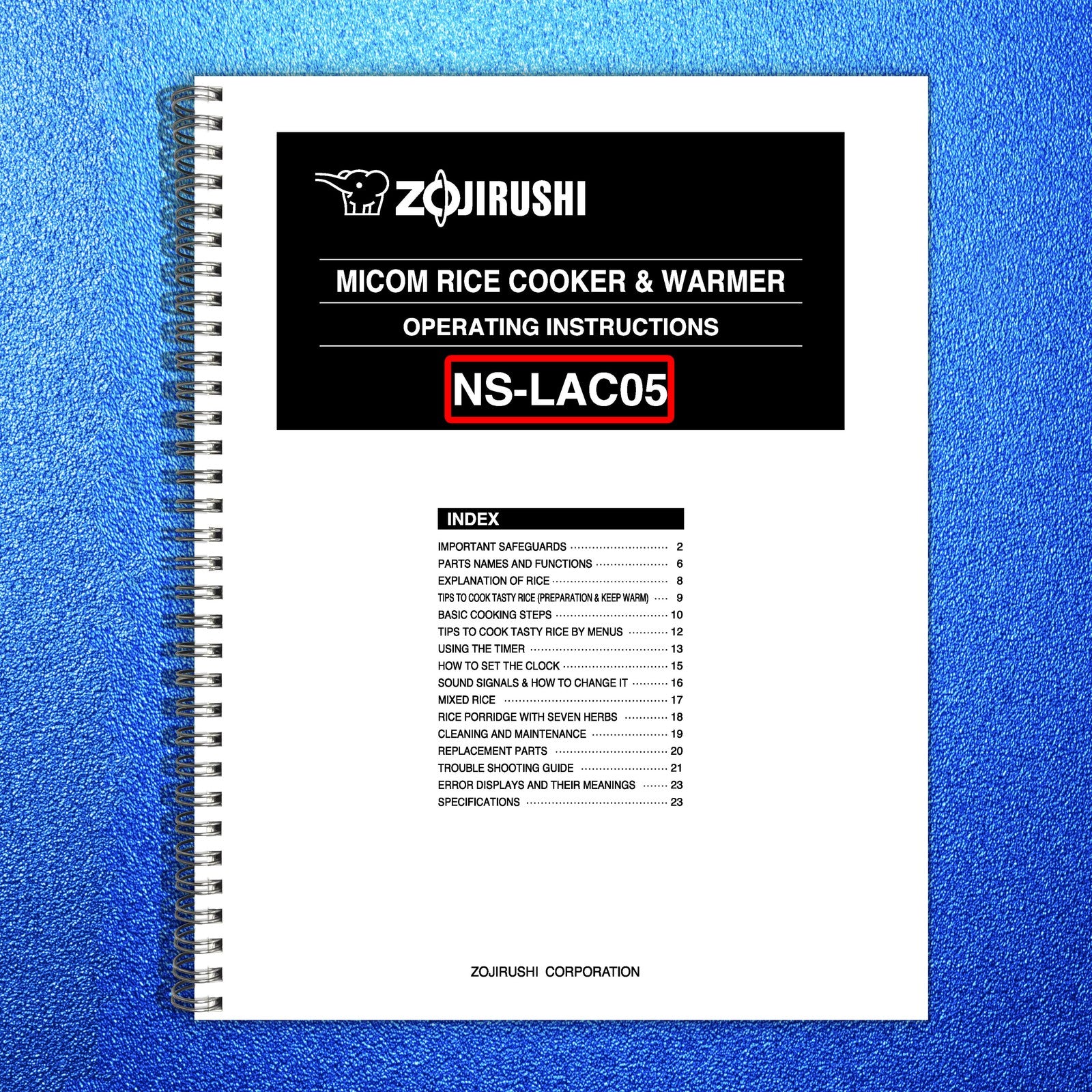ZOJIRUSHI NS-LAC05 Micom Rice Cooker  Warmer Operating Instructions Manual