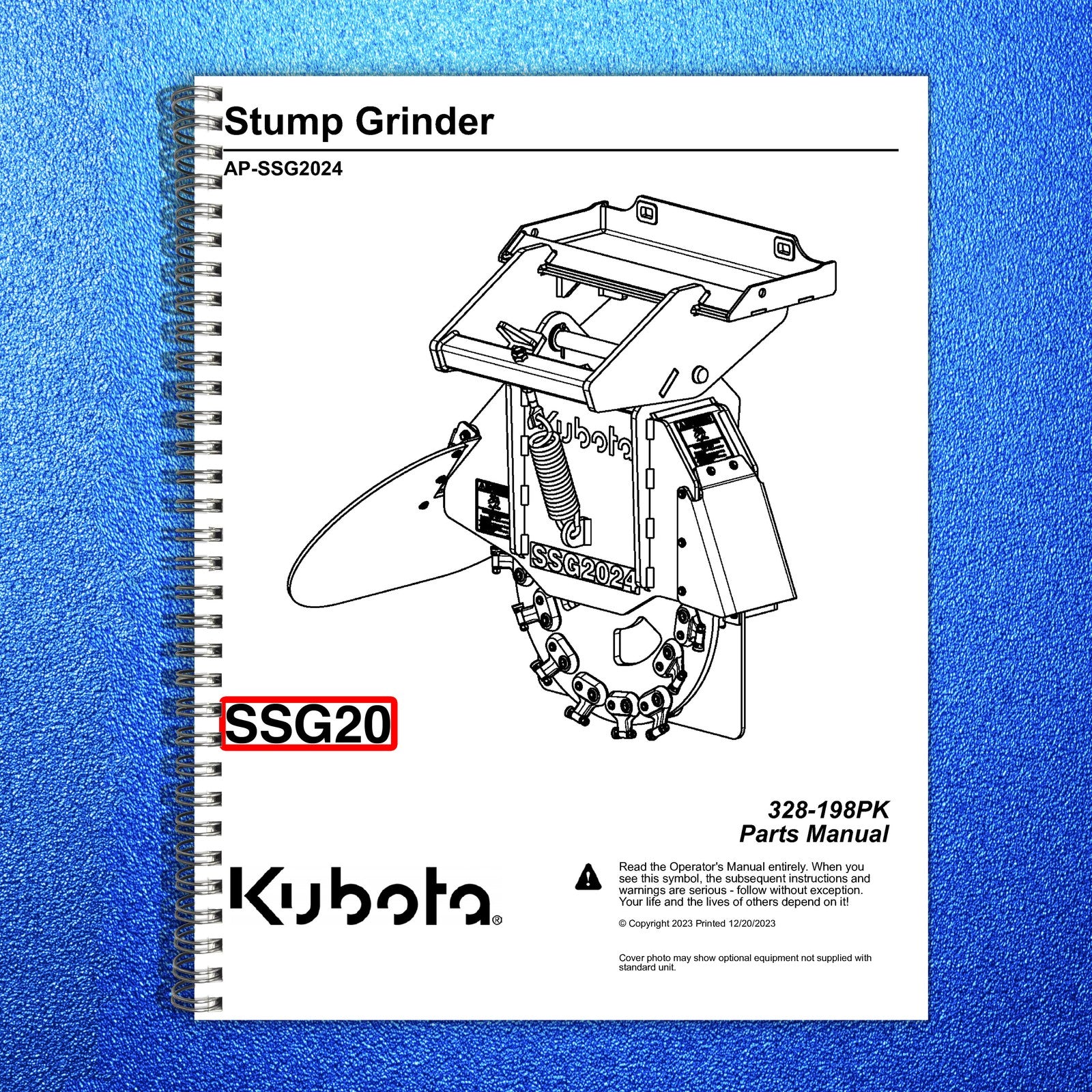 LAND PRIDE SSG20 Series Stump Grinder Parts Manual 2023 - WIRE BOUND - COVERS