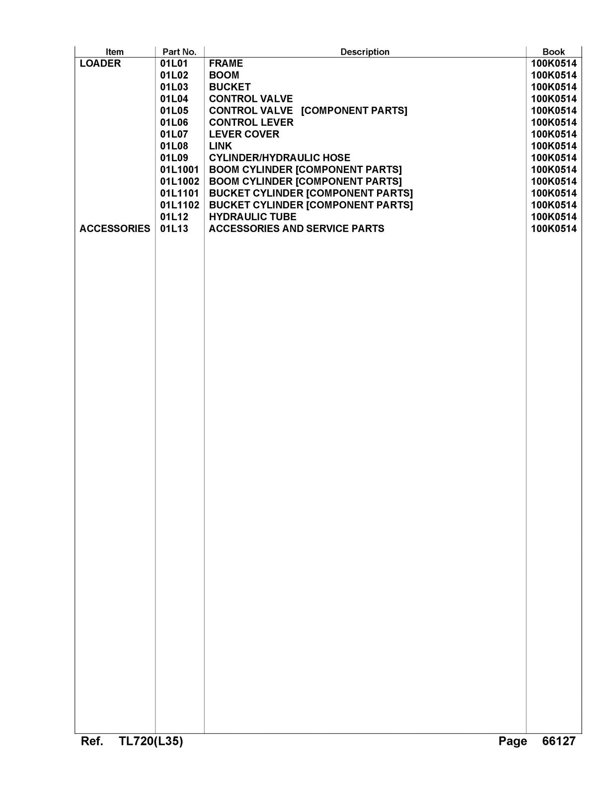 KUBOTA TL720 Loader Illustrated Parts List Manual - WIRE BOUND - TOUGH COVERS