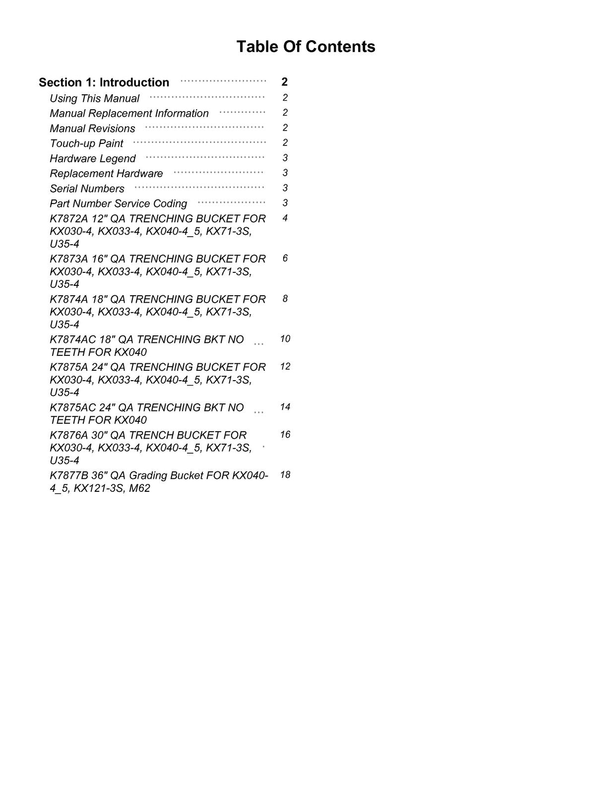 LAND PRIDE K78XX KX030 033 040 U35 K-series Excavator Parts Manual 2026 - BOUND