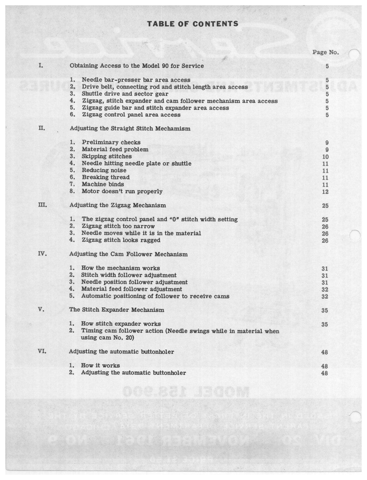 KENMORE 15890 Adjustments And Service Procedures Manual 1961 - WIRE BOUND