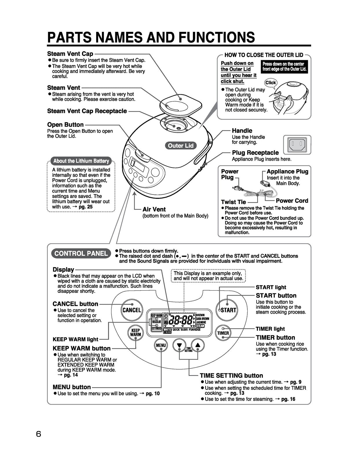 ZOJIRUSHI NS-WTC10 Rice Cooker  Warmer Operating Instructions Manual - BOUND