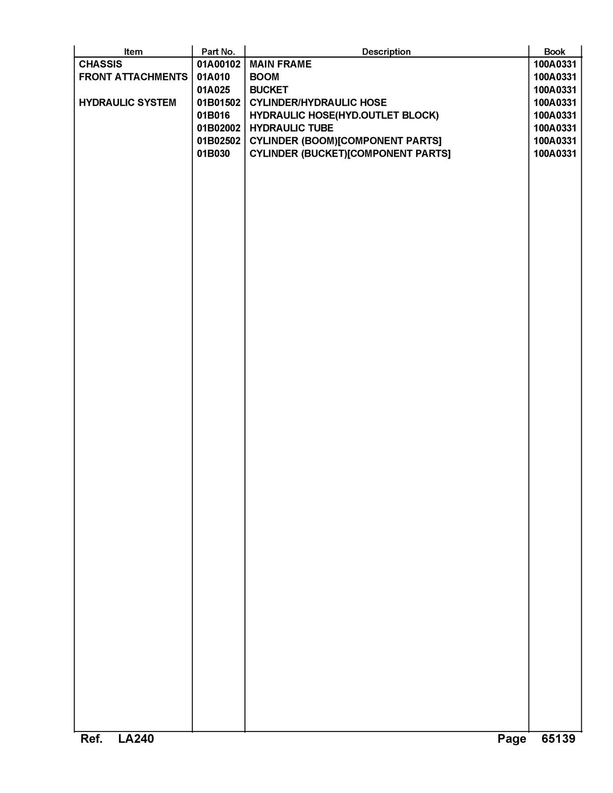 KUBOTA LA240 Loader Illustrated Parts List Manual - WIRE BOUND - TOUGH COVERS