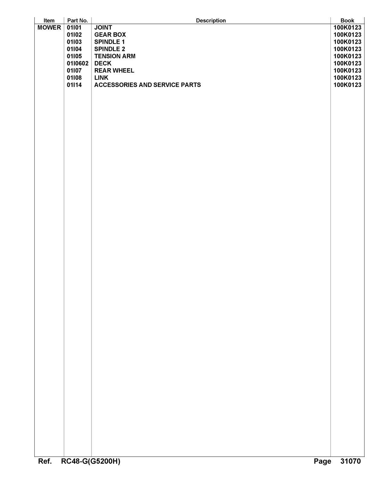 KUBOTA RC48-G Parts Manual - STEEL WIRE BOUND - PROTECTIVE COVERS