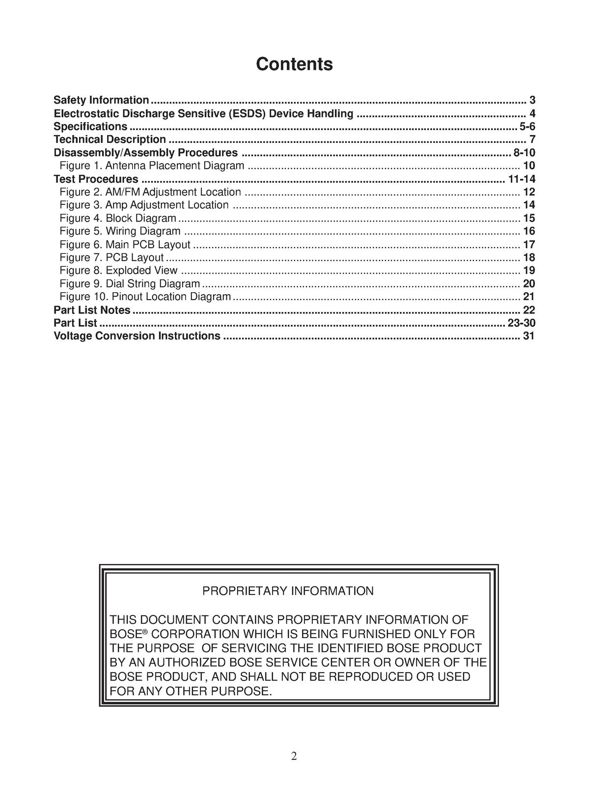 BOSE 550 AMFM Stereo Receiver Service Manual 1997 - WIRE BOUND - TOUGH COVERS