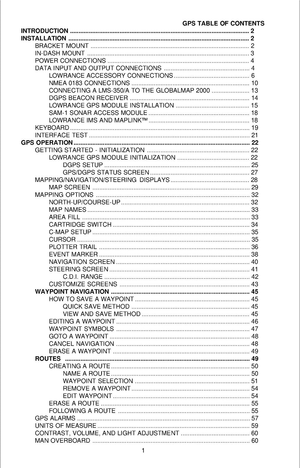 LOWRANCE 000-10542-001 GPS Receiver User Manual - WIRE BOUND - TOUGH COVERS