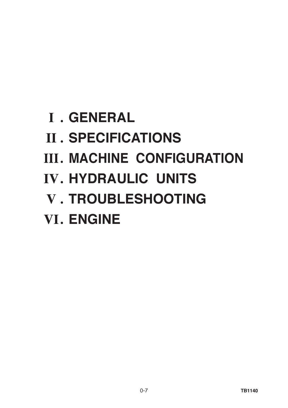TAKEUCHI TB1140 Hydraulic Excavator Service Manual SN 51400007 Up, FOLDOUTS