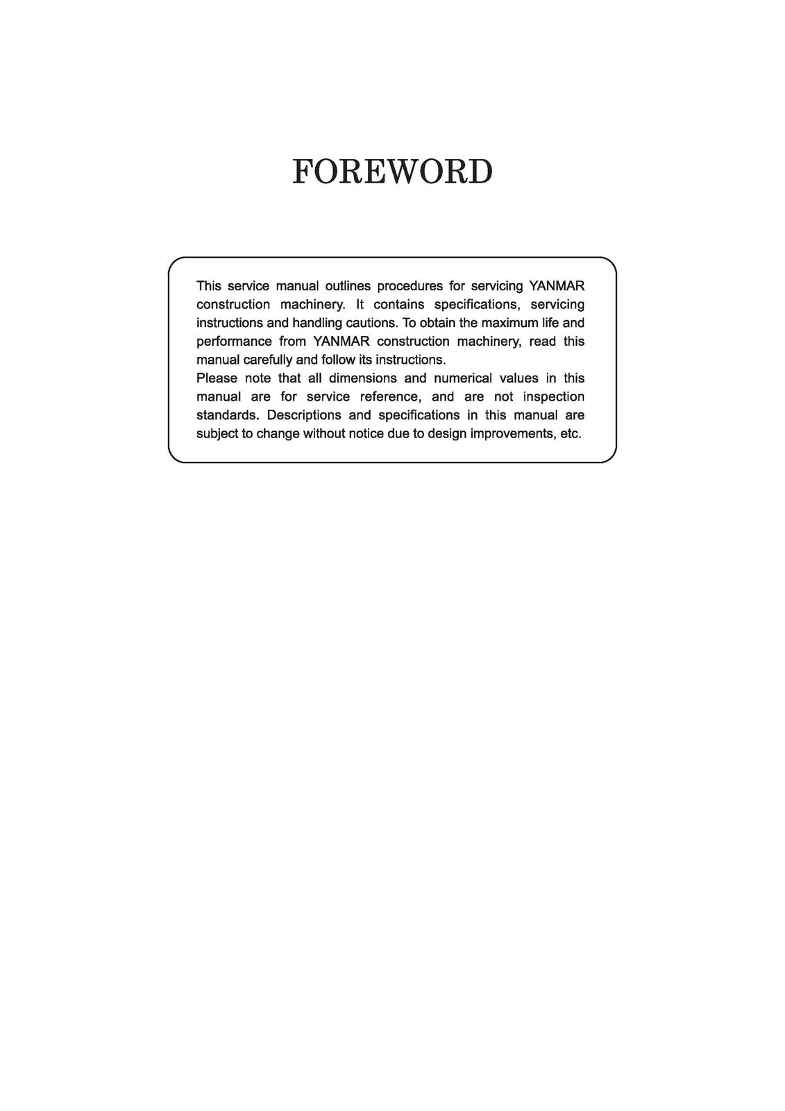 YANMAR SV15VT Excavator Service Manual - STEEL WIRE BOUND - PROTECTIVE COVERS