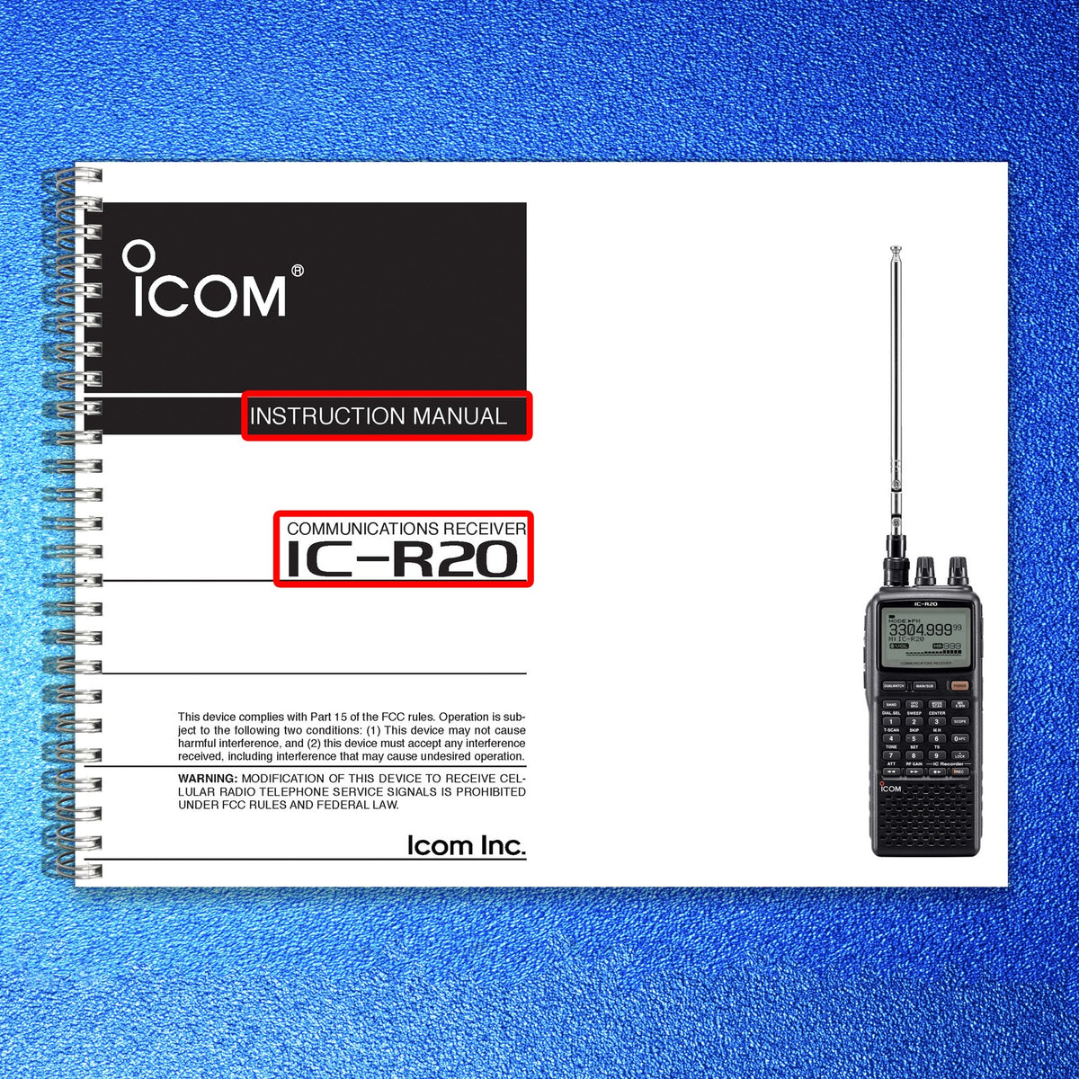 ICOM IC-R20 Receiver Operators & Service Manual BUNDLE - WIRE BOUND - COVERS