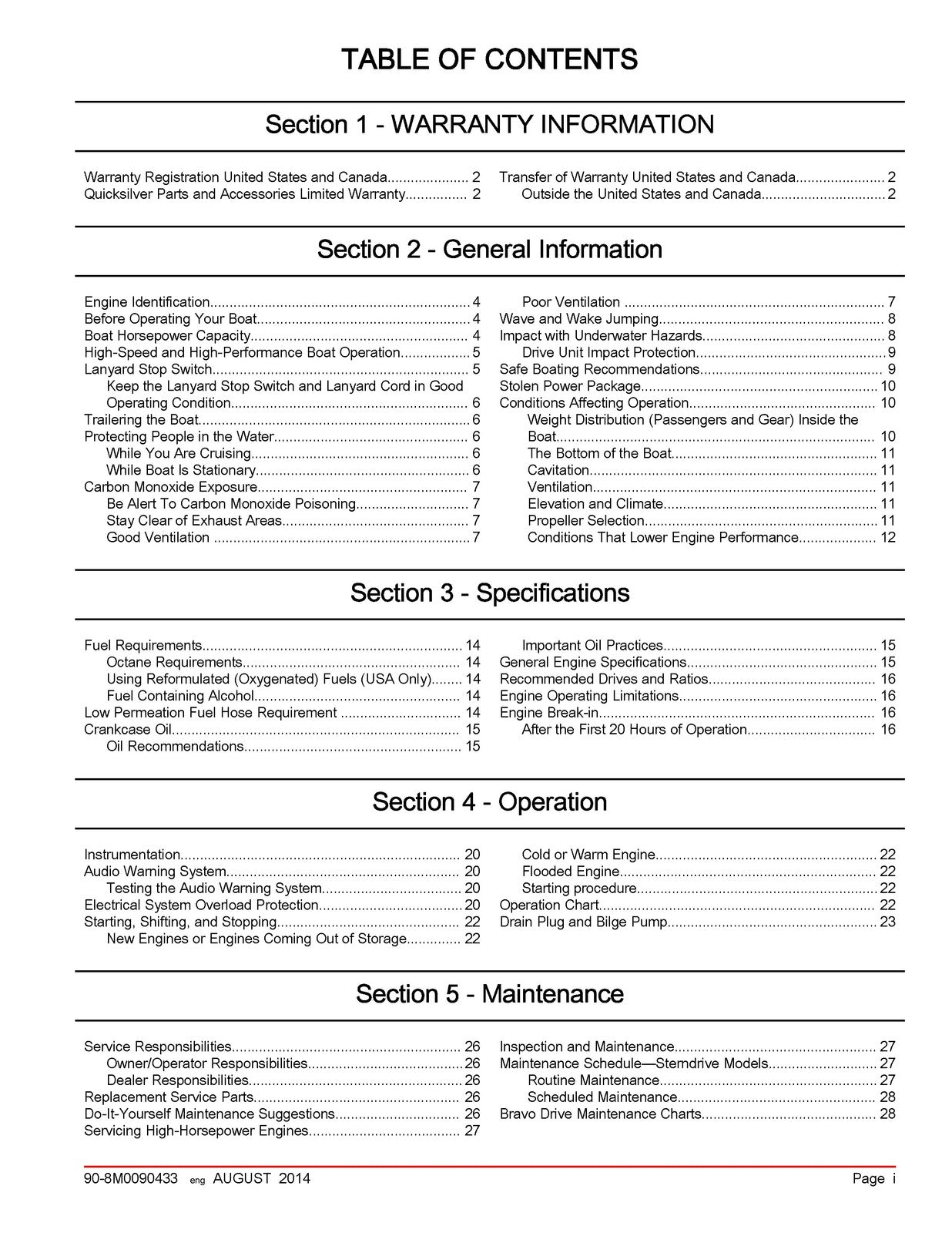 MERCURY 540 MAG Bravo 4V Marine Engine Service Manual - WIRE BOUND - COVERS