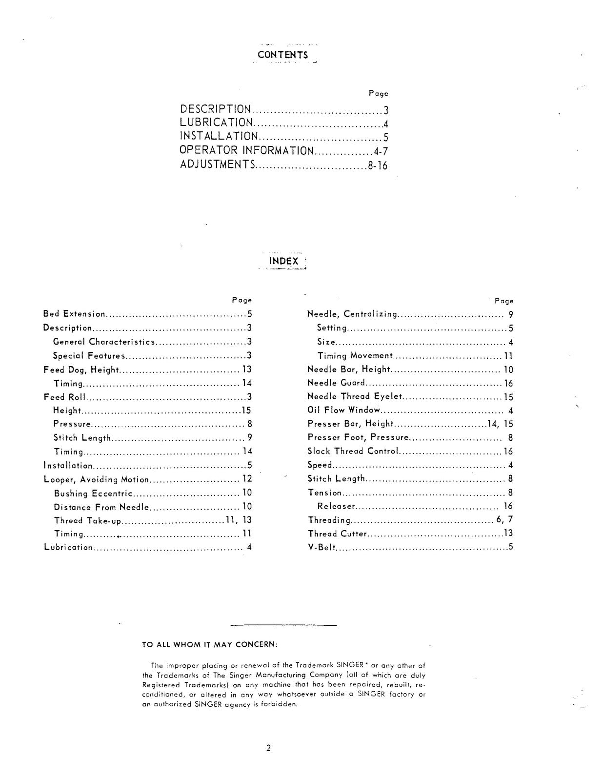SINGER 261 Sewing Machine Service Manual - STEEL WIRE BOUND - PROTECTIVE COVERS