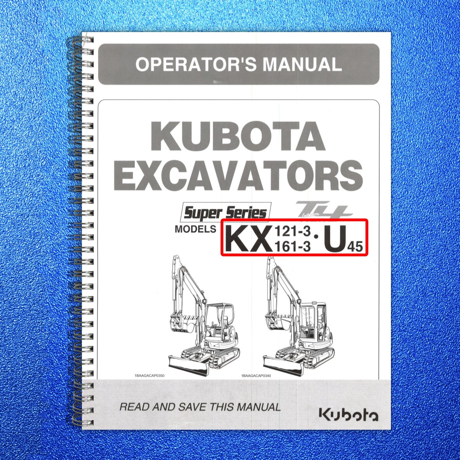 KUBOTA KX121-3 KX161-3 U45 Workshop & Operators Manual BUNDLE - WIRE BOUND