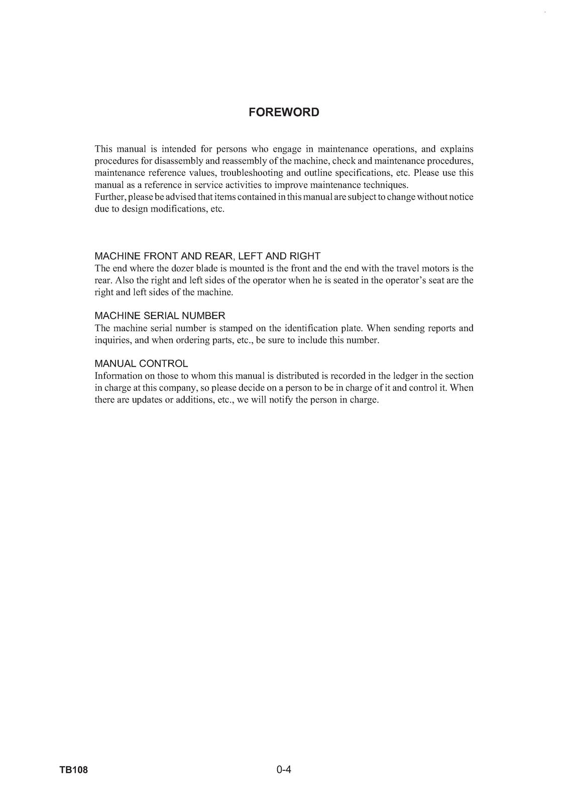 TAKEUCHI TB108 COMPACT EXCAVATOR SERVICE WORKSHOP MANUAL WIRE BOUND TOUGH COVERS