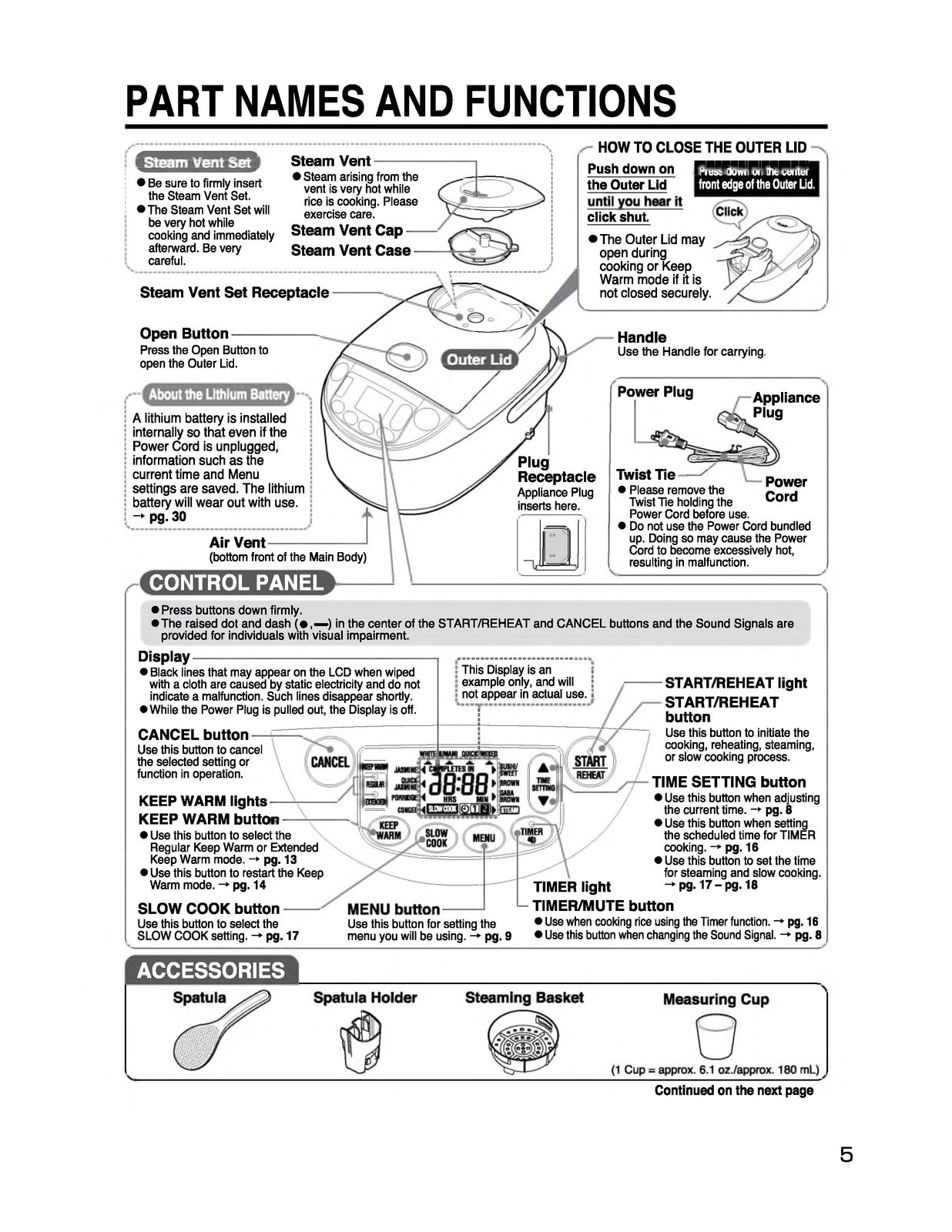 ZOJIRUSHI NL-GAC10 18 Umami Micom Rice Cooker Operating Instructions Manual