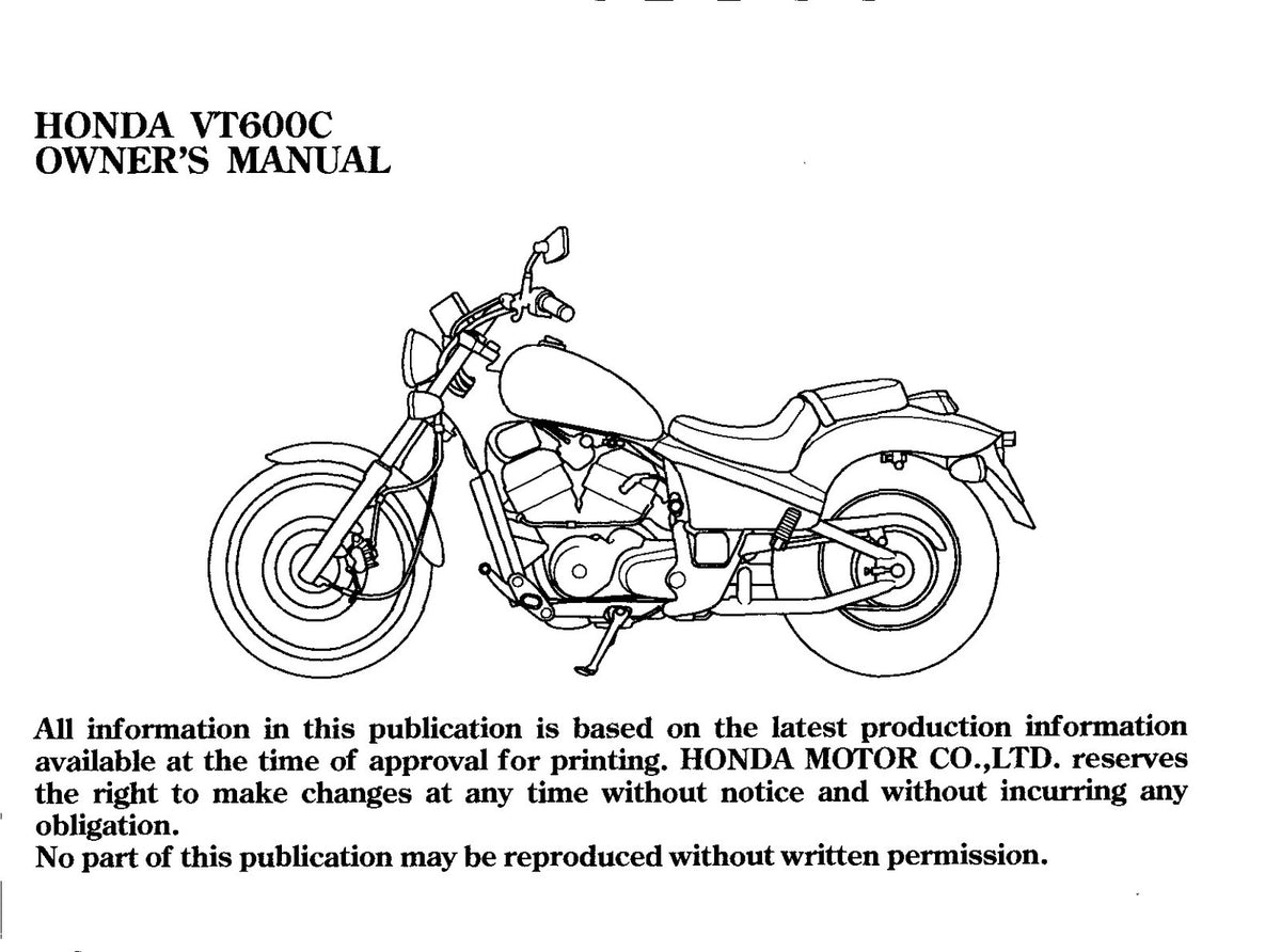 HONDA VT600C Owners Manual 1996 - BOUND - COVERS - XL FOLDOUT PAGES