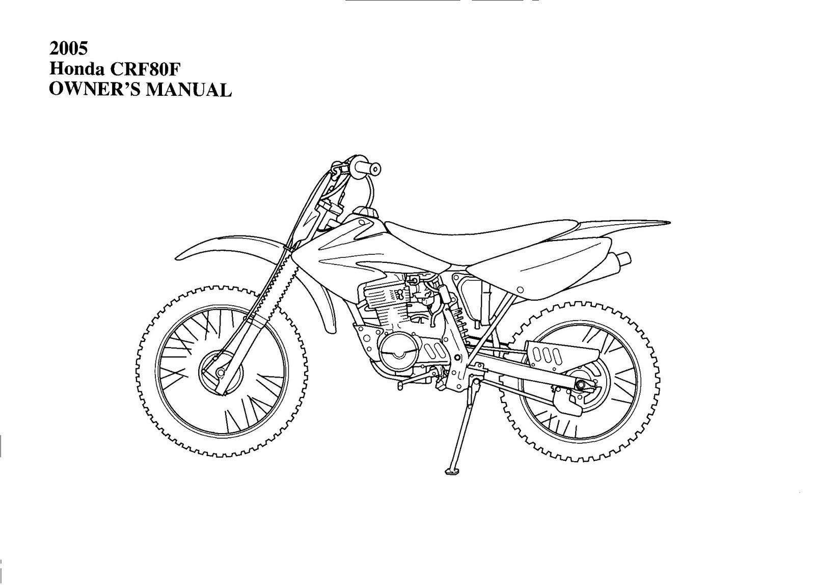 HONDA CRF80F Owners Manual 2005 - STEEL WIRE BOUND - PROTECTIVE COVERS