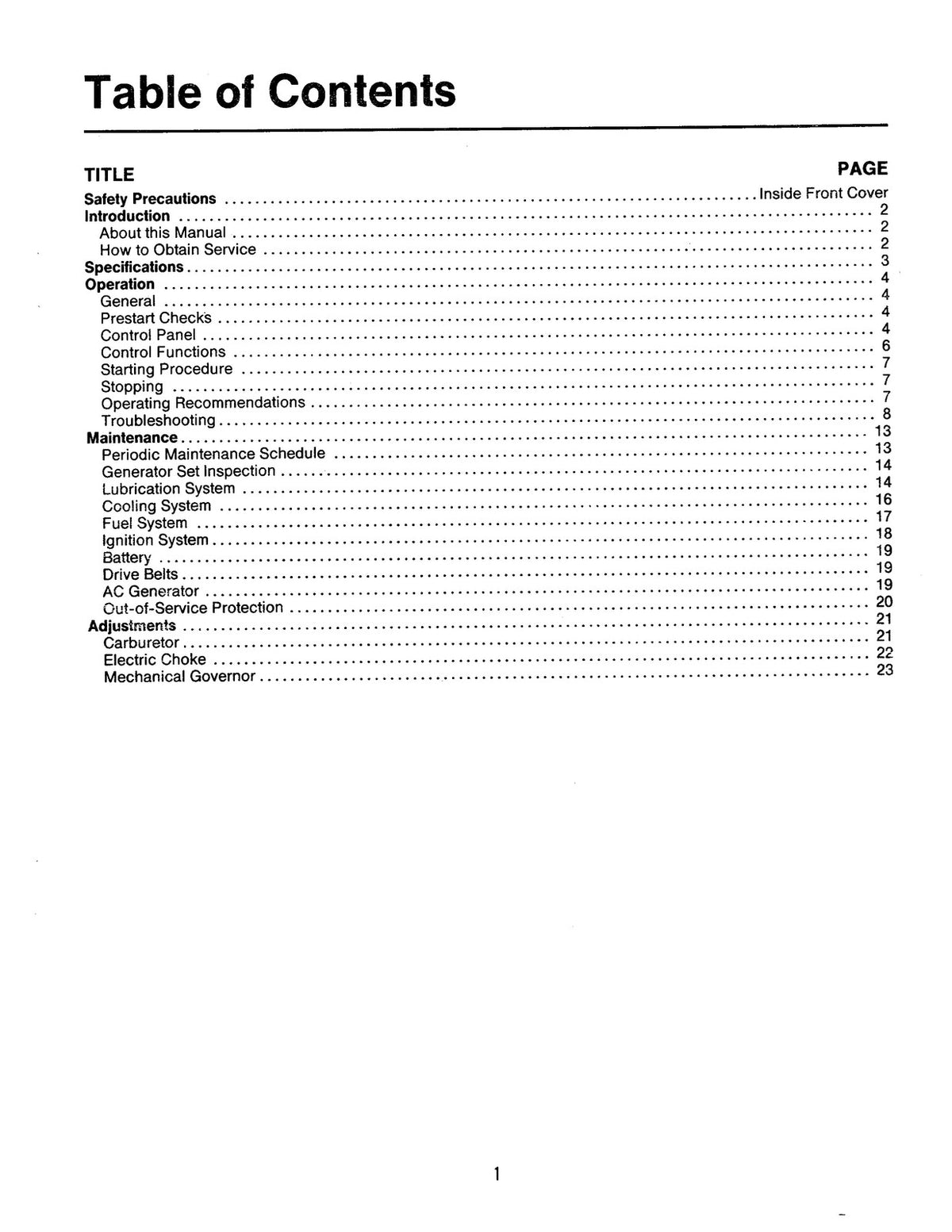 ONAN SJB Gasoline And Gaseous Fuel GenSet Operators Manual 1985 - WIRE BOUND