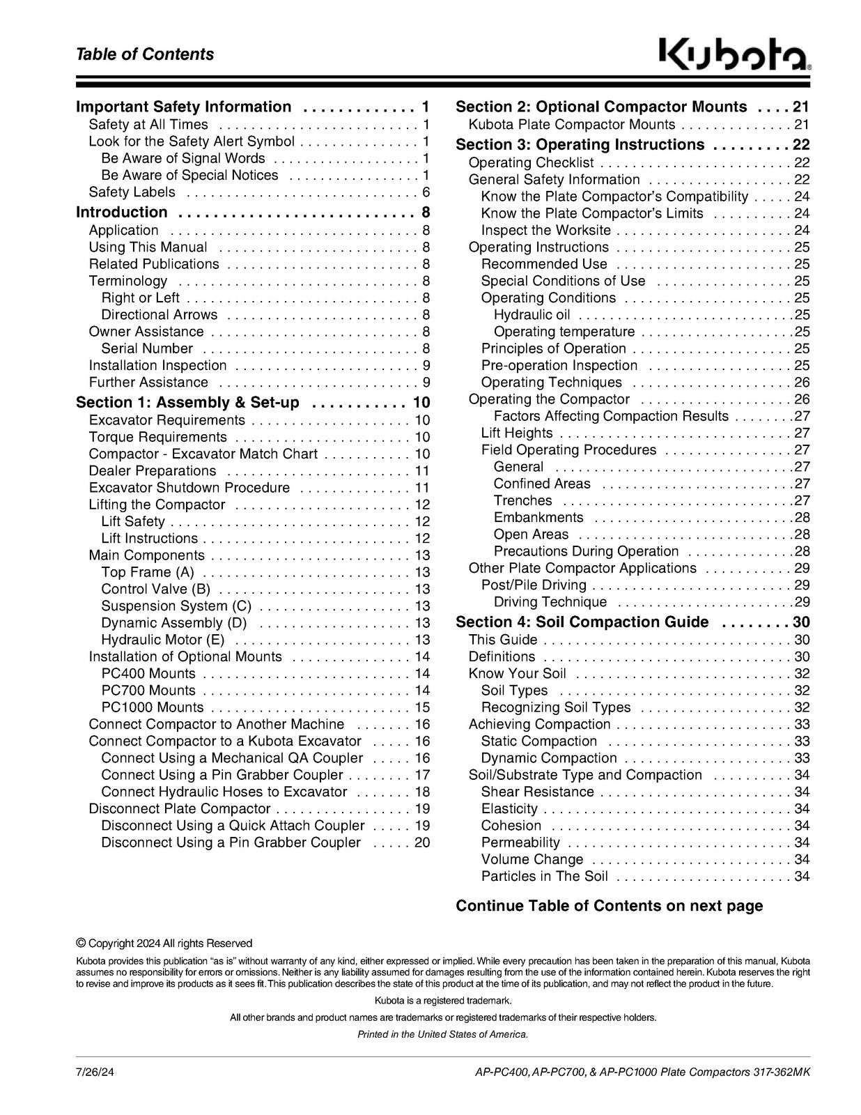 LAND PRIDE PC Series Plate Compactors Operators Manual - WIRE BOUND - COVERS