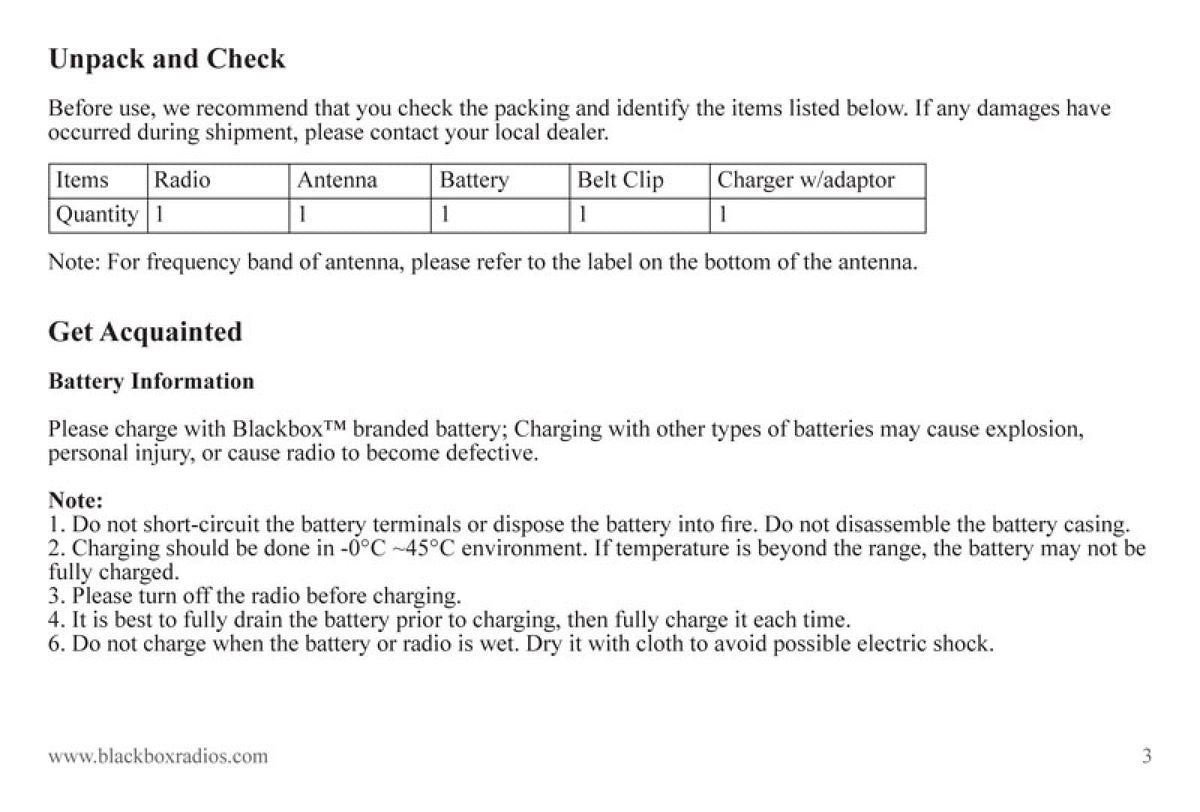 BLACKBOX Blackbox Series 2-Way Radio User Manual - BOUND - COVERS - XL FOLDOUTS