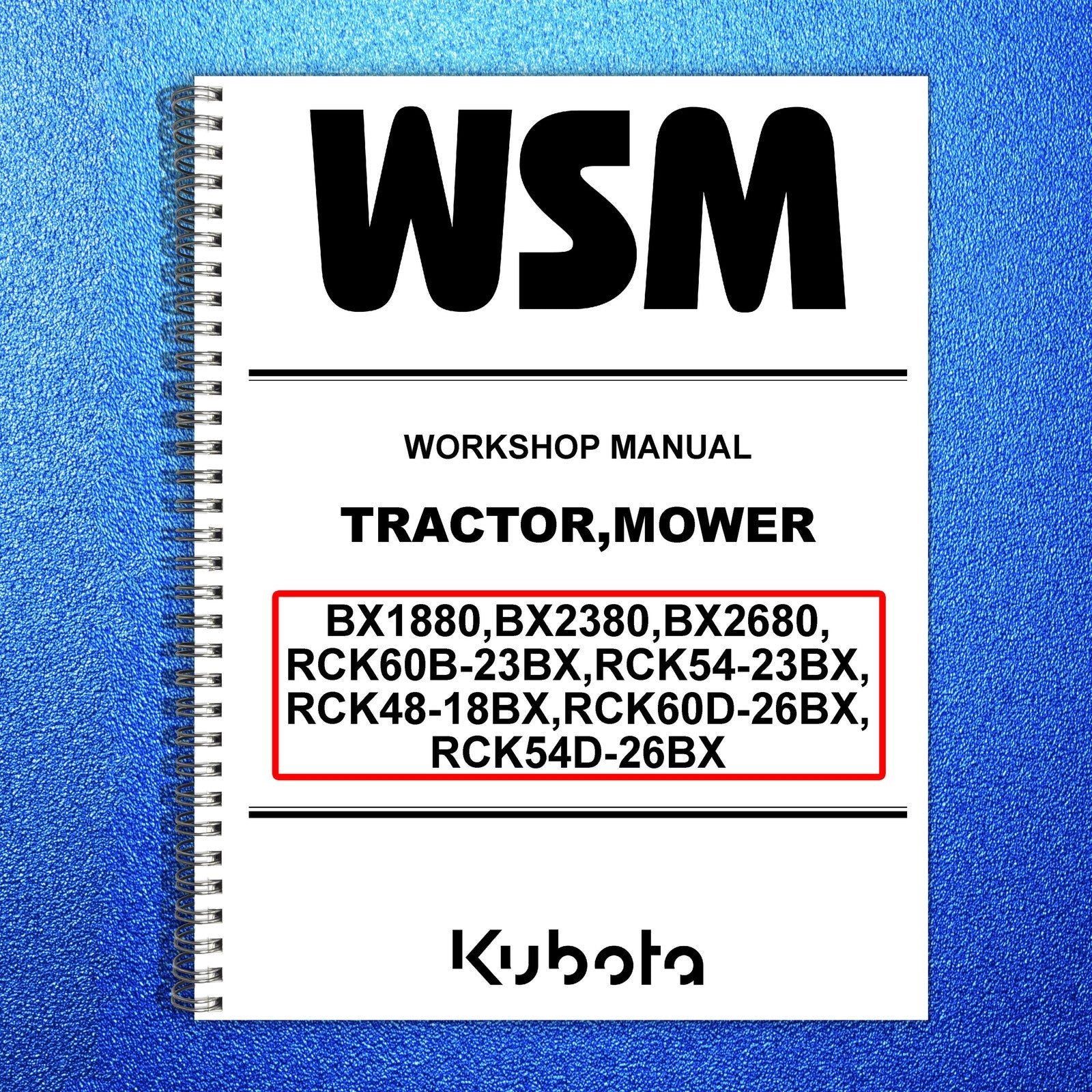 KUBOTA BX1880 BX2380 BX2680 Service Workshop & Operators Manual BUNDLE