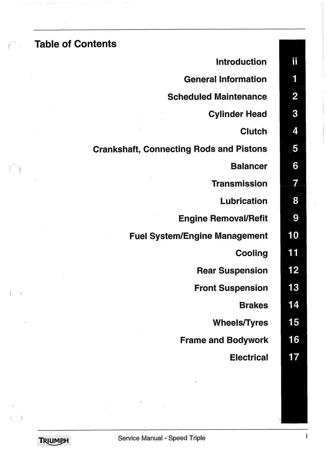 TRIUMPH Speed Triple 1050 Workshop Manual 2005 - BOUND - COVERS - XL FOLDOUTS