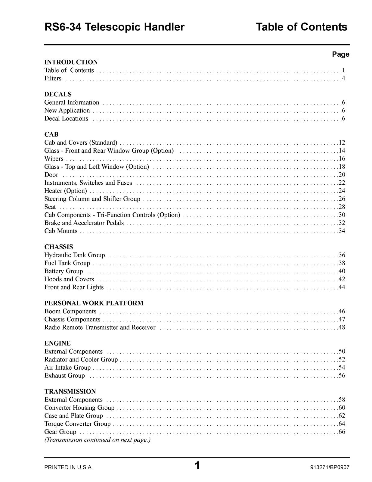 GEHL RS6-34 Telescopic Handler Parts Manual 2007 - WIRE BOUND - TOUGH COVERS