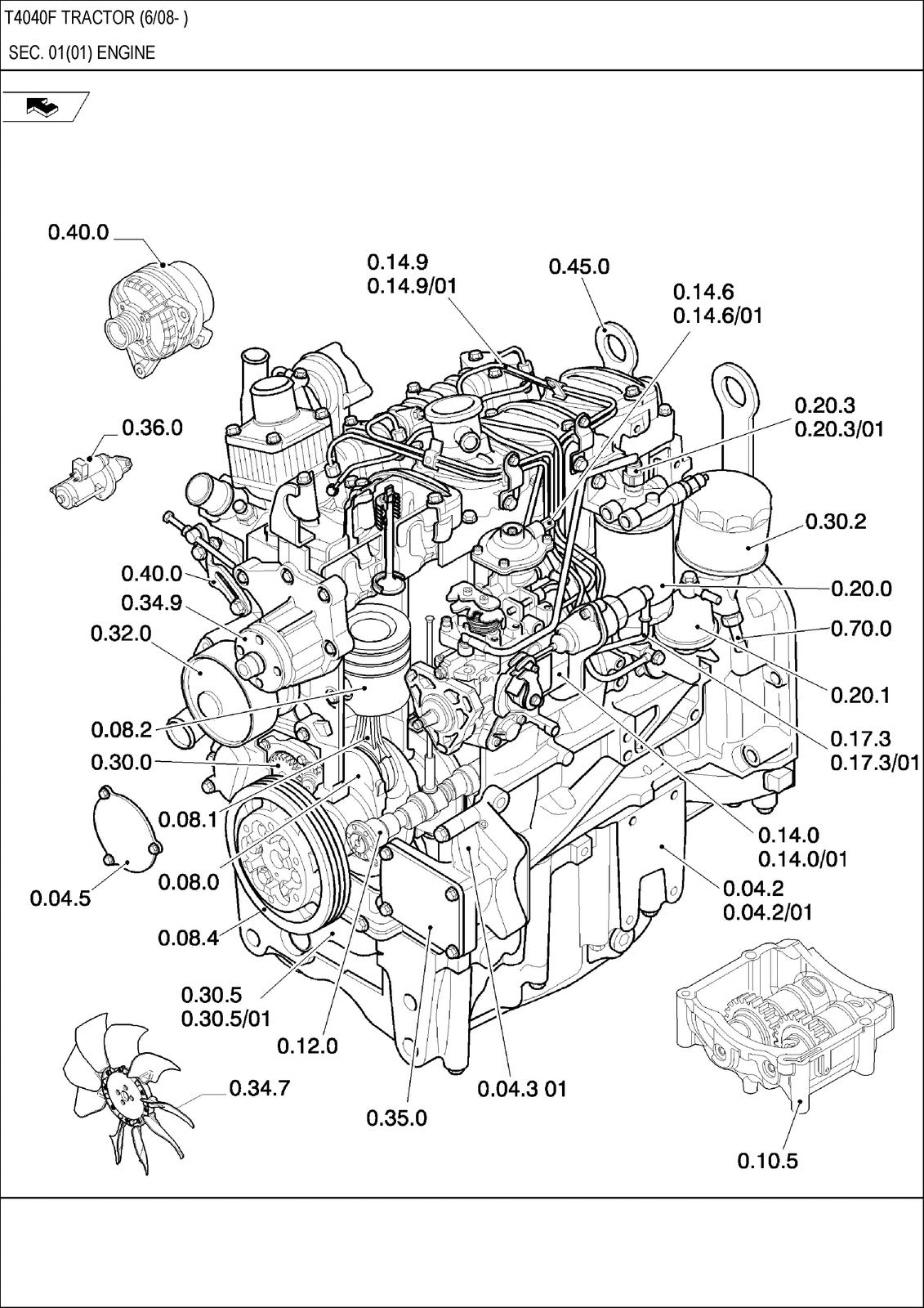NEW HOLLAND T4040F Tractor Parts Catalogue Manual - WIRE BOUND - TOUGH COVERS