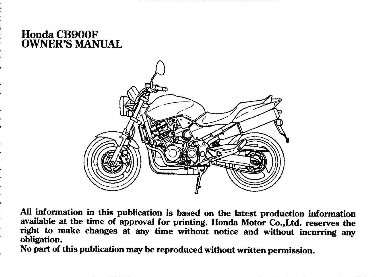 HONDA CB900F Motorcycle Owners Manual 2006 - STEEL WIRE BOUND - TOUGH COVERS