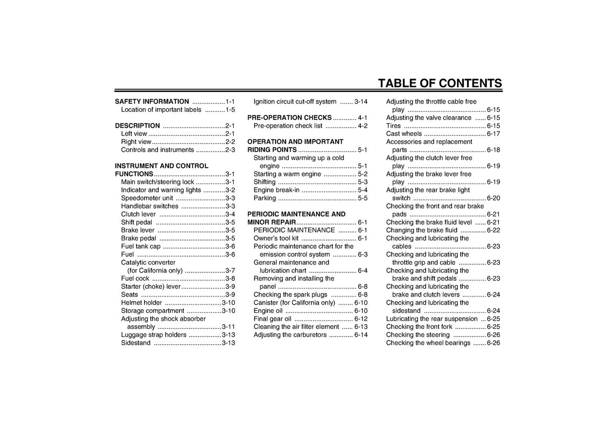 YAMAHA XVS1100AWT XVS1100ATT Owners Manual 2004 - WIRE BOUND - TOUGH COVERS