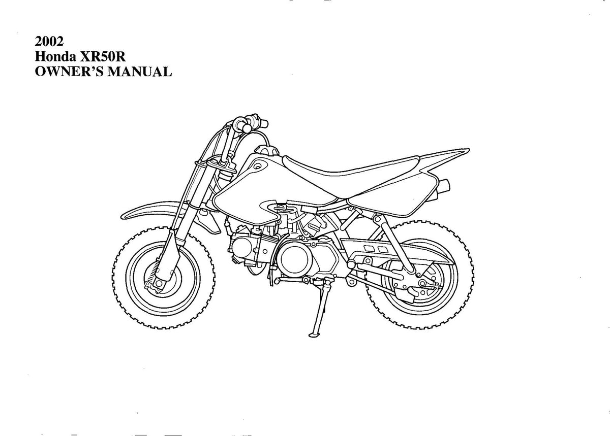 HONDA XR50R Owners Manual 2002 - STEEL WIRE BOUND - PROTECTIVE COVERS