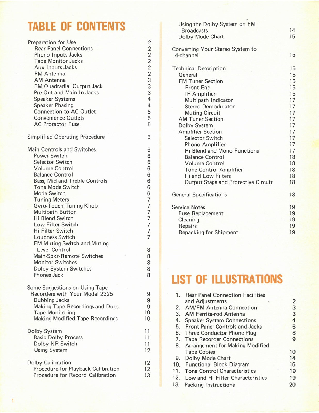 MARANTZ 2325 Receiver Instruction Manual COLOR - BOUND - COVERS - XL FOLDOUTS!