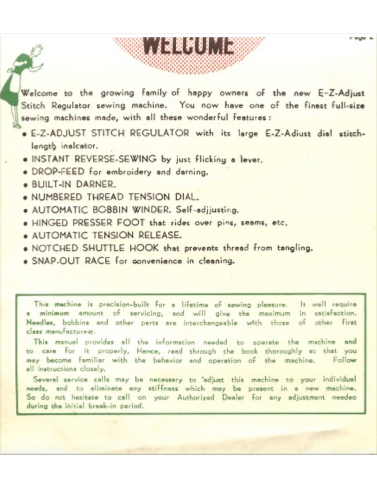E-Z Adjust Stitch Regulator Sewing Macine 15 Clone Precision Deluxe 30 Manual