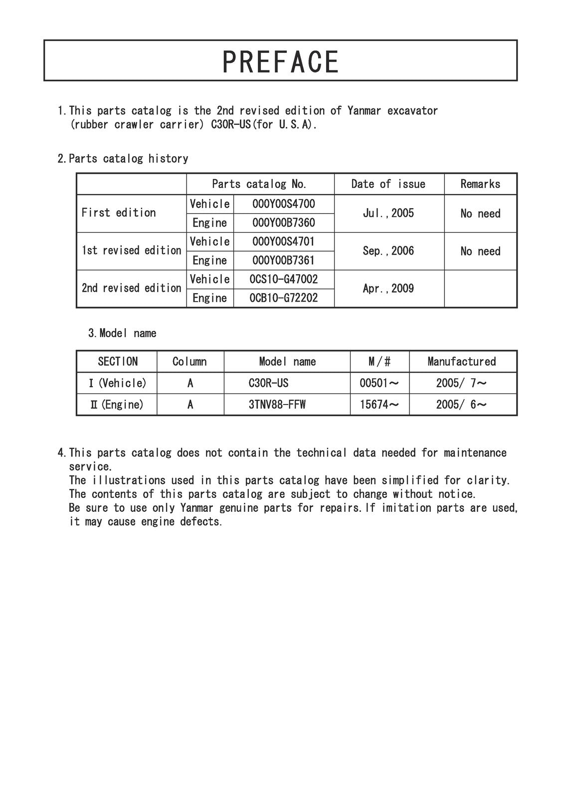 YANMAR C30R-US Crawler Carrier Parts Catalog Manual 2017 - WIRE BOUND - COVERS