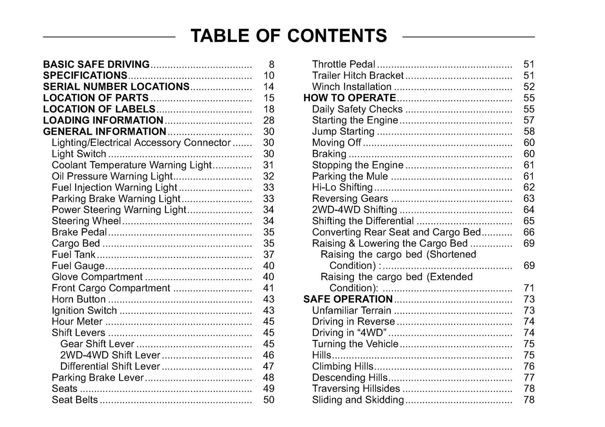 KAWASAKI Mule 4010 Trans 4x4 Utility Vehicle Owners Manual 2009 - WIRE BOUND