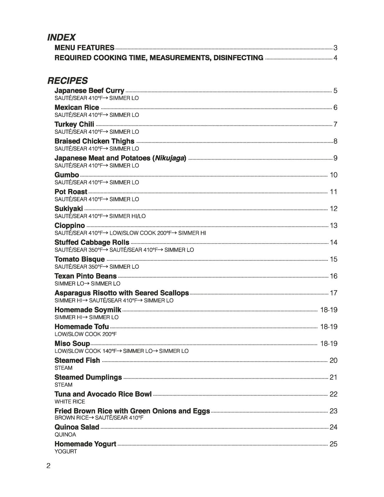 ZOJIRUSHI EL-CAC60 Multicooker Recipe Book Manual - WIRE BOUND - TOUGH COVERS