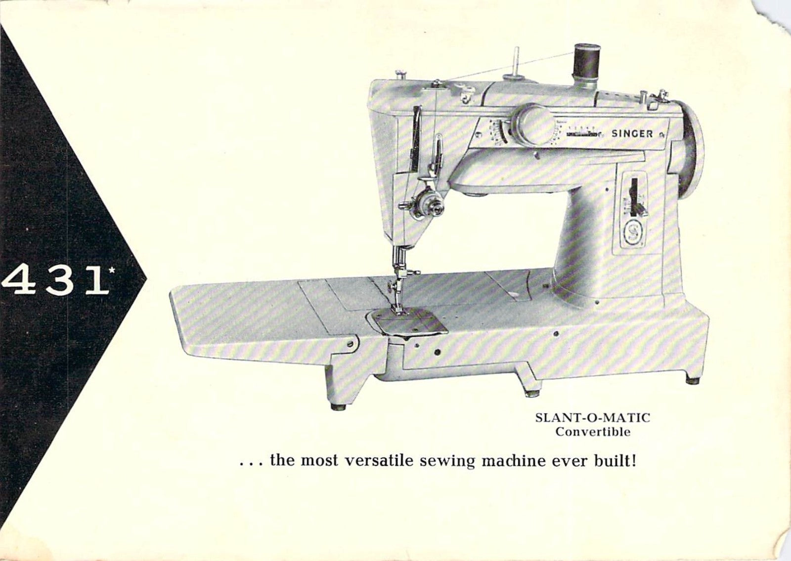 SINGER 431 Convertible Slant-O-Matic Instruction Manual - WIRE BOUND - COVERS