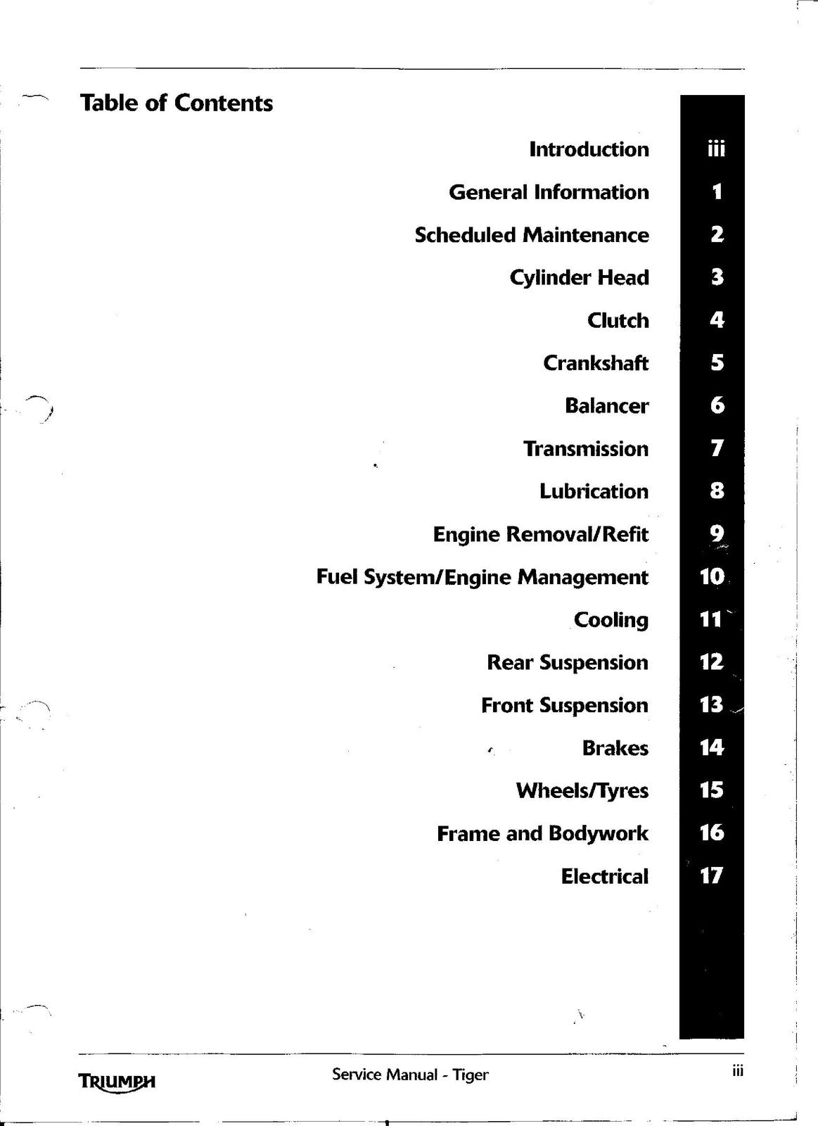 TRIUMPH Tiger Tiger ABS Motorcycle Service Manual 2006 - WIRE BOUND - COVERS