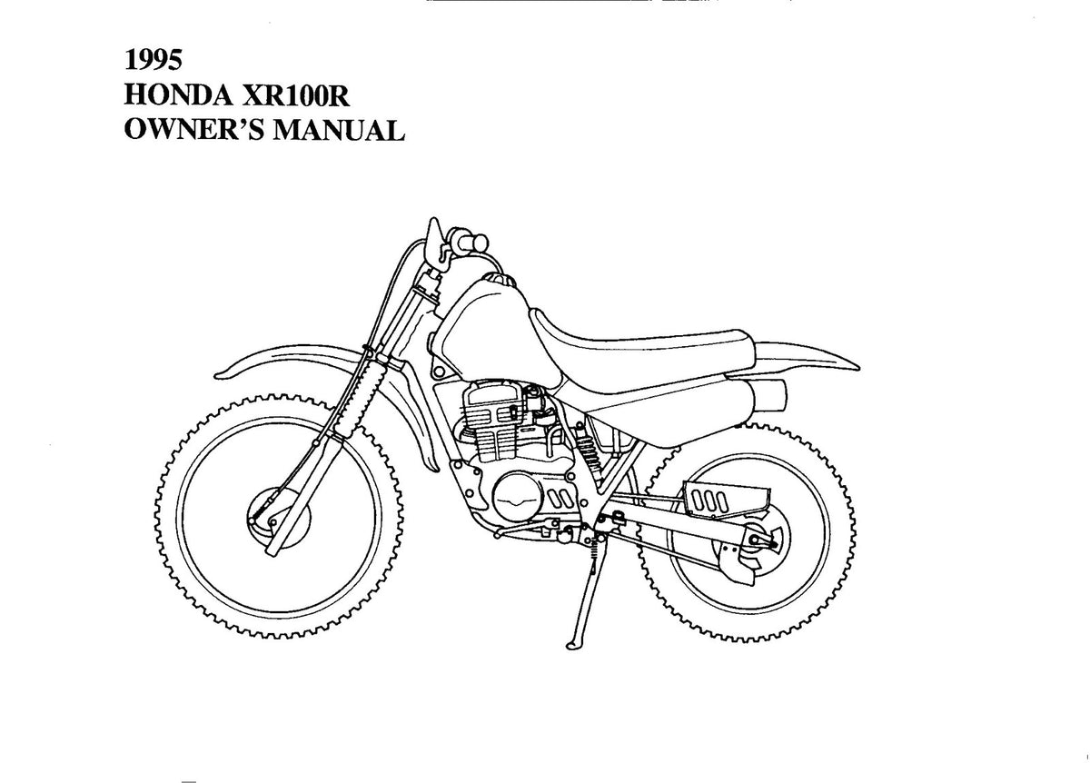 HONDA XR100R Owners Manual 1995 - STEEL WIRE BOUND - PROTECTIVE COVERS